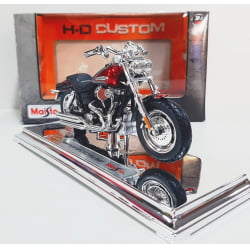 Kit 1 Quadro decorativo + 1 Miniatura 1/18 H-D 2009 FXSDFSE CVO Fat Bob Preto com caixa Harley-Davidson