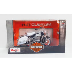 Kit 1 Quadro decorativo + 1 Miniatura 1/18 H-D 1966 FLH Electra Glide 66 Branco com caixa Harley-Davidson