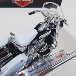 Kit 1 Quadro decorativo + 1 Miniatura 1/18 H-D 1966 FLH Electra Glide 66 Branco com caixa Harley-Davidson