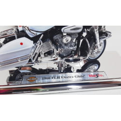 Kit 1 Quadro decorativo + 1 Miniatura 1/18 H-D 1966 FLH Electra Glide 66 Branco com caixa Harley-Davidson