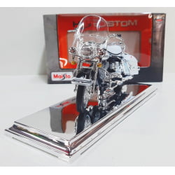 Kit 1 Quadro decorativo + 1 Miniatura 1/18 H-D 1966 FLH Electra Glide 66 Branco com caixa Harley-Davidson