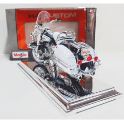 Kit 1 Quadro decorativo + 1 Miniatura 1/18 H-D 1966 FLH Electra Glide 66 Branco com caixa Harley-Davidson