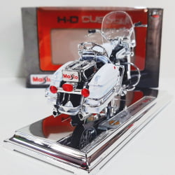 Kit 1 Quadro decorativo + 1 Miniatura 1/18 H-D 1966 FLH Electra Glide 66 Branco com caixa Harley-Davidson