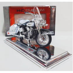 Kit 1 Quadro decorativo + 1 Miniatura 1/18 H-D 1966 FLH Electra Glide 66 Branco com caixa Harley-Davidson