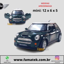  Miniatura de Ferro Mini Cooper S Verde Escala 1/28