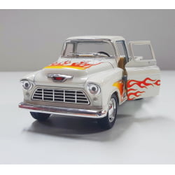 Miniatura 1/32 1955 Picape Chevy Bege Chamas - Camionete Pickup