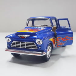 Miniatura 1/32 1955 Picape Chevy Azul Chamas - Camionete Pickup