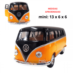 Miniatura de Ferro Volks 1962 Kombi Clássica Corujinha Amarelo com preto Escala 1/32