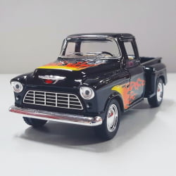 Miniatura 1/32 1955 Picape Chevy Preto Chamas - Camionete Pickup