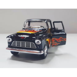 Miniatura 1/32 1955 Picape Chevy Preto Chamas - Camionete Pickup