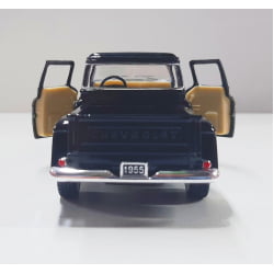 Miniatura 1/32 1955 Picape Chevy Preto Chamas - Camionete Pickup