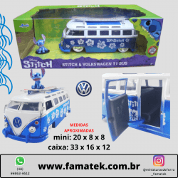 Mini1/24 de Ferro Kombi Volkswagen T1 Tema Lilo e Stitch - Miniatura Escala 1/24