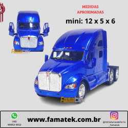 Miniatura de Ferro Cavalo Kensworth T700 Azul Escala 1/68