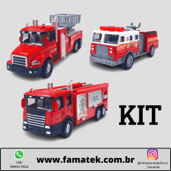 Kit 3 Caminhões de Bombeiros 