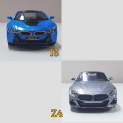 Kit 4 Carros BMW - 2(duas) I8 e 2(duas) Z4 em cores de sua preferência - Escalas 1/34 e 1/36