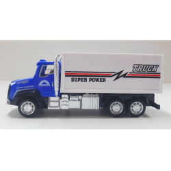 Miniatura Brinquedo Som e Luzes Caminhão baú de energia Super Power 17cm