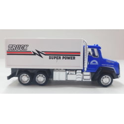 Miniatura Brinquedo Som e Luzes Caminhão baú de energia Super Power 17cm