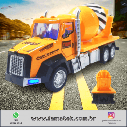 Miniatura Brinquedo Som e Luzes Caminhão Mixer /Misturador 17cm