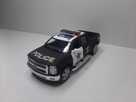 Mini 1/46 2014 Chevrolet Silverado Camionete Preta Policial