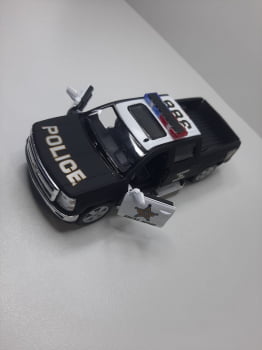 Mini 1/46 2014 Chevrolet Silverado Camionete Preta Policial