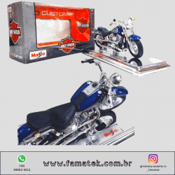 Miniatura 1/18 Harley-Davidson 1998 FLSTF Fat Boy Azul com caixa