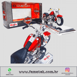 Miniatura 1/18 Harley-Davidson 2004 FLSTFI Fat Boy Vermelho com caixa