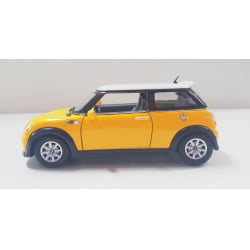  Miniatura de Ferro Mini Cooper S Amarelo Escala 1/28