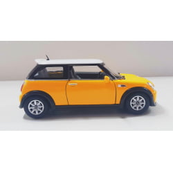  Miniatura de Ferro Mini Cooper S Amarelo Escala 1/28