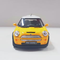  Miniatura de Ferro Mini Cooper S Amarelo Escala 1/28