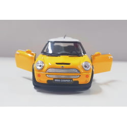  Miniatura de Ferro Mini Cooper S Amarelo Escala 1/28