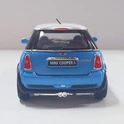  Miniatura de Ferro Mini Cooper S Azul Escala 1/28