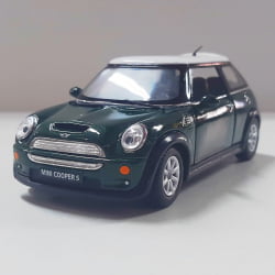  Miniatura de Ferro Mini Cooper S Verde Escala 1/28