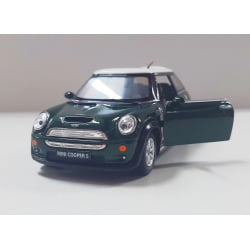  Miniatura de Ferro Mini Cooper S Verde Escala 1/28