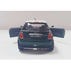  Miniatura de Ferro Mini Cooper S Verde Escala 1/28