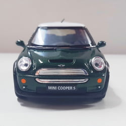  Miniatura de Ferro Mini Cooper S Verde Escala 1/28