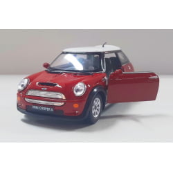  Miniatura de Ferro Mini Cooper S Vermelho Escala 1/28