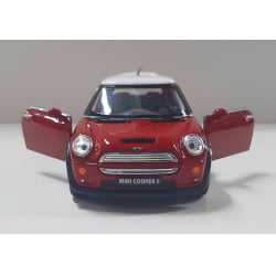  Miniatura de Ferro Mini Cooper S Vermelho Escala 1/28