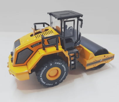 Miniatura de Ferro Rolo Compactador Liso Volvo Escala 1/50 Construção