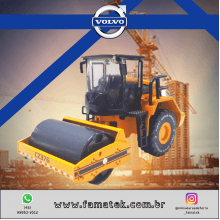 Miniatura de Ferro Rolo Compactador Liso Volvo Escala 1/50 Construção