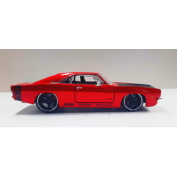 Mini 1/24 de Ferro 1969 Dodge Charger R/T Vermelho - Miniatura Escala 1/24