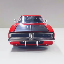 Mini 1/24 de Ferro 1969 Dodge Charger R/T Vermelho - Miniatura Escala 1/24