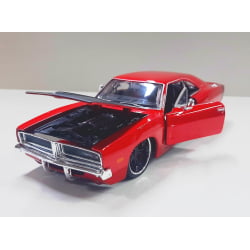 Mini 1/24 de Ferro 1969 Dodge Charger R/T Vermelho - Miniatura Escala 1/24