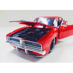 Mini 1/24 de Ferro 1969 Dodge Charger R/T Vermelho - Miniatura Escala 1/24