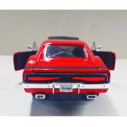 Mini 1/24 de Ferro 1969 Dodge Charger R/T Vermelho - Miniatura Escala 1/24