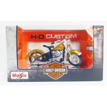 Kit 1 Quadro decorativo + 1 Miniatura 1/18 H-D 1953 74FL Hydra Glide Dourado com caixa Harley-Davidson