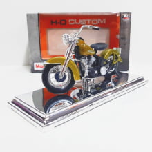 Kit 1 Quadro decorativo + 1 Miniatura 1/18 H-D 1953 74FL Hydra Glide Dourado com caixa Harley-Davidson