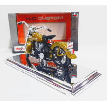 Kit 1 Quadro decorativo + 1 Miniatura 1/18 H-D 1953 74FL Hydra Glide Dourado com caixa Harley-Davidson