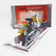 Kit 1 Quadro decorativo + 1 Miniatura 1/18 H-D 1953 74FL Hydra Glide Dourado com caixa Harley-Davidson