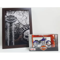 Kit 1 Quadro decorativo + 1 Miniatura 1/18 H-D 2000 FXDL Dyna Low Rider Roxo com caixa Harley-Davidson