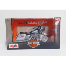 Kit 1 Quadro decorativo + 1 Miniatura 1/18 H-D 2002 FLTR Road Glide Prata com caixa Harley-Davidson